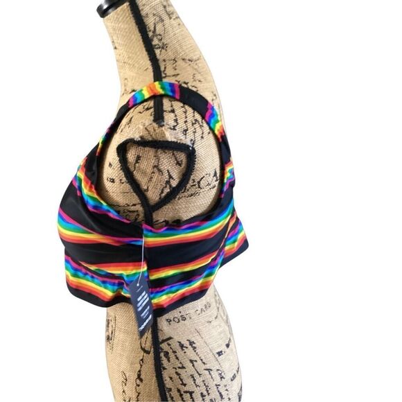 Torrid Bikini Top Rainbow Stripe Scoop - Picture 2 of 7